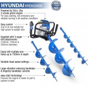 Hyundai HYEA5200X 52cc Petrol Earth Auger, Borer & Drill